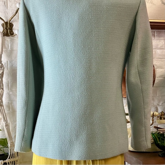 Vintage 1960 Blue Fur Collar Mod Side Button Jacket - Picture 9 of 13